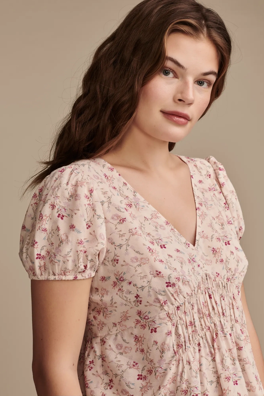WIDE SMOCKED SHORT SLV TOP, image 3