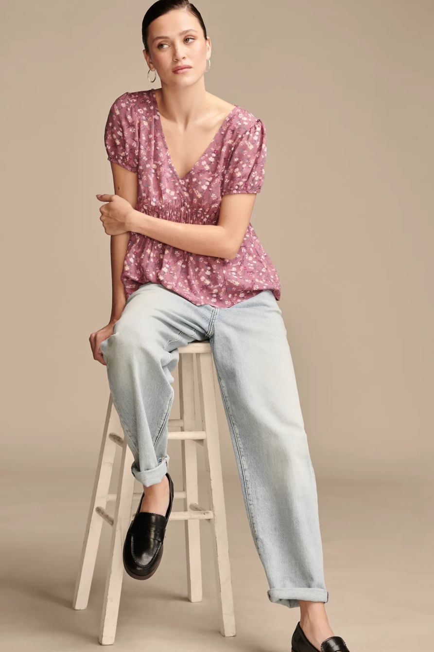 WIDE SMOCKED SHORT SLV TOP, image 2