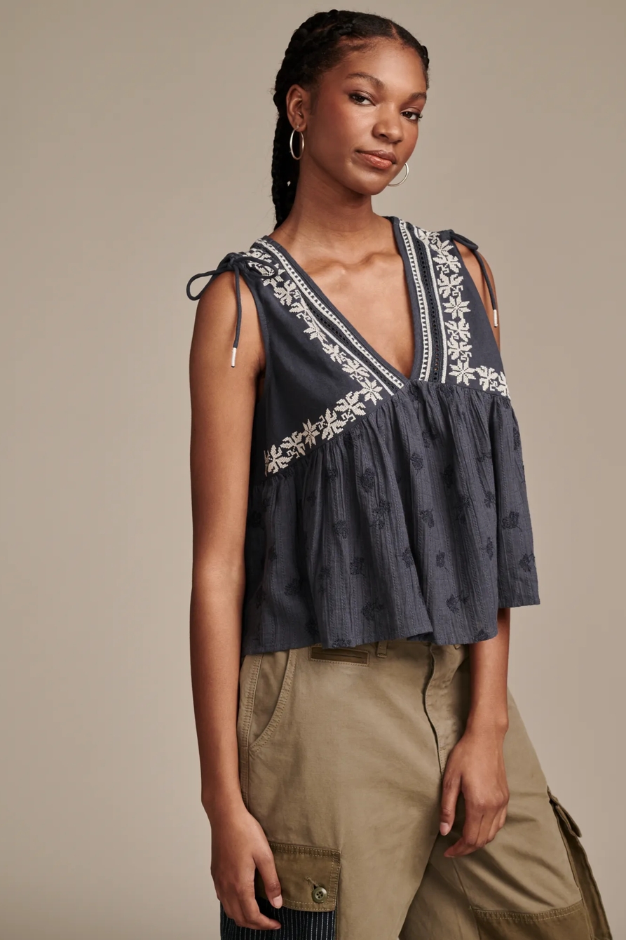 RUCHED SHOULDER DEEP V TOP, image 4