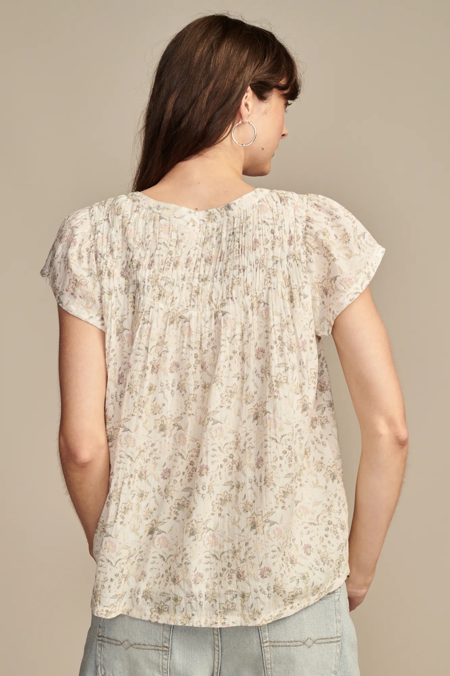 WIDE SMOCKED FLUTTER SLEEVE TOP, image 5