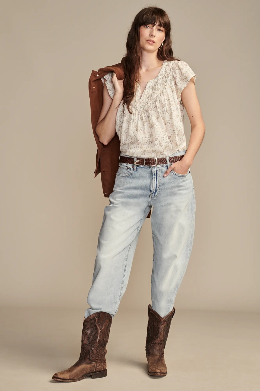 WIDE SMOCKED FLUTTER SLEEVE TOP, image 6