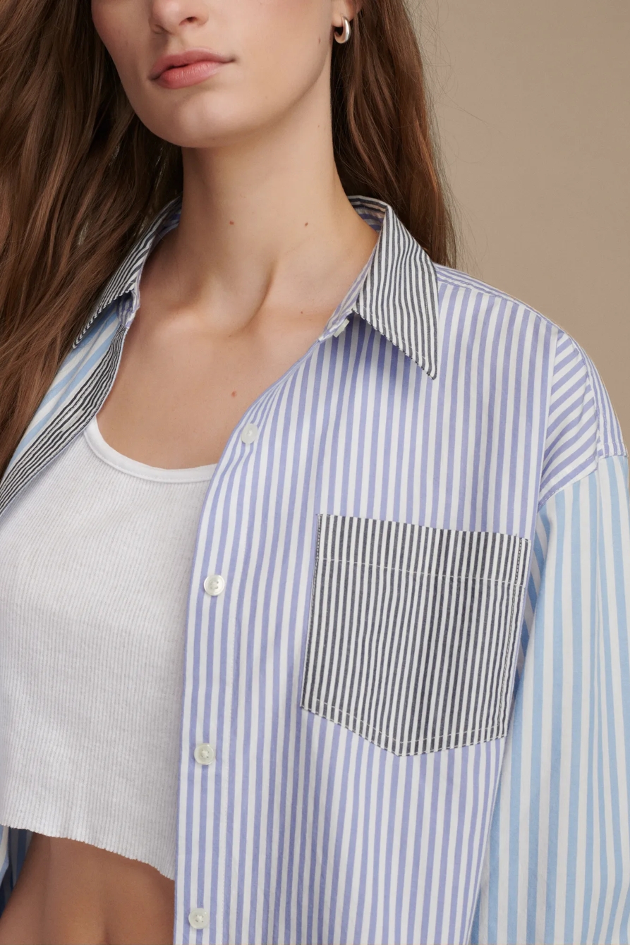 STRIPE MIX BOYFRIEND PREP SHIRT, image 3