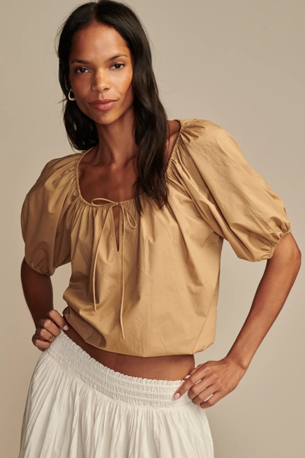 GATHERED POPLIN TOP, image 1