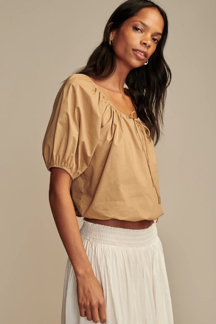 GATHERED POPLIN TOP, image 3