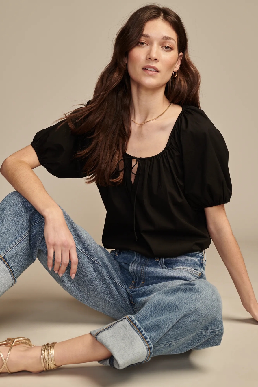GATHERED POPLIN TOP, image 2
