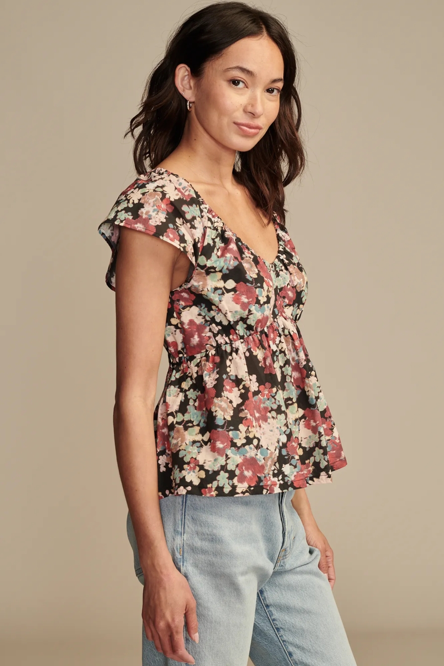 PUFF SLEEVE BABY DOLL LACED BACK SHIRT, image 4