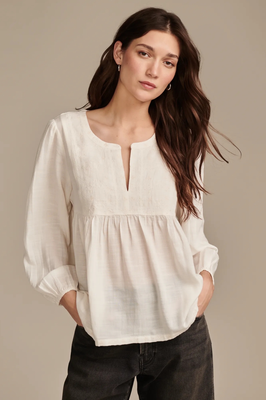 NOTCH NECK PEASANT BLOUSE, image 1