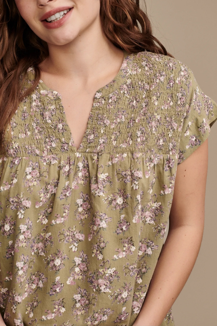 SHORT SLEEVE SMOCKED BLOUSE, image 2