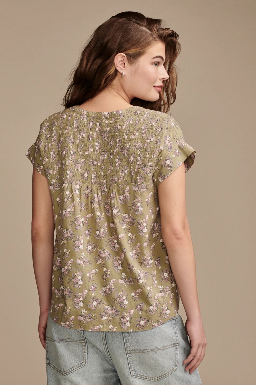 SHORT SLEEVE SMOCKED BLOUSE, image 3