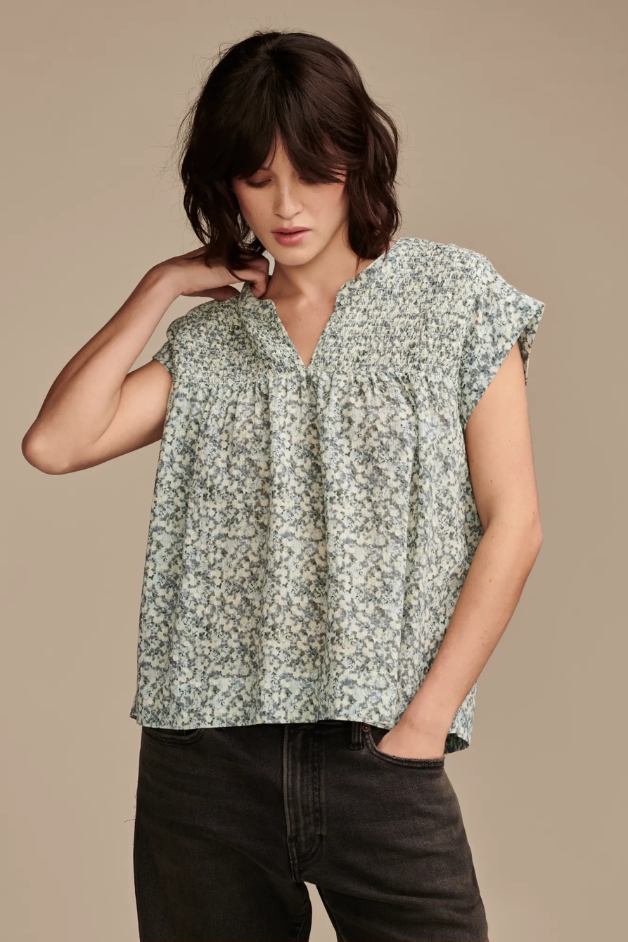SHORT SLEEVE SMOCKED BLOUSE, image 3