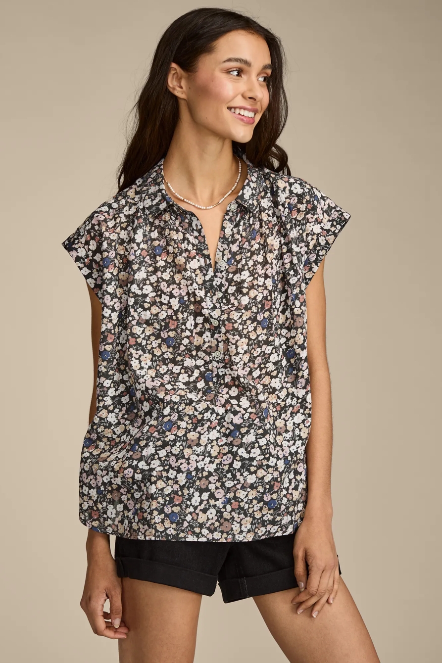 SHORT SLEEVE SCHIFFLI POPOVER SHIRT, image 1