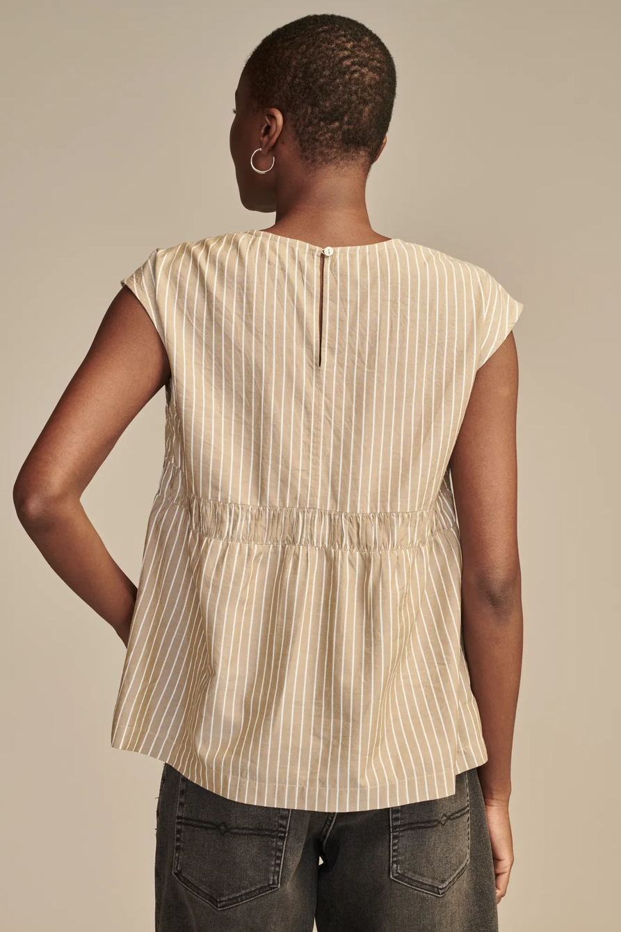 STRIPED RUCHED TIE FRONT SHORT SLEEVE SHIRT, image 5