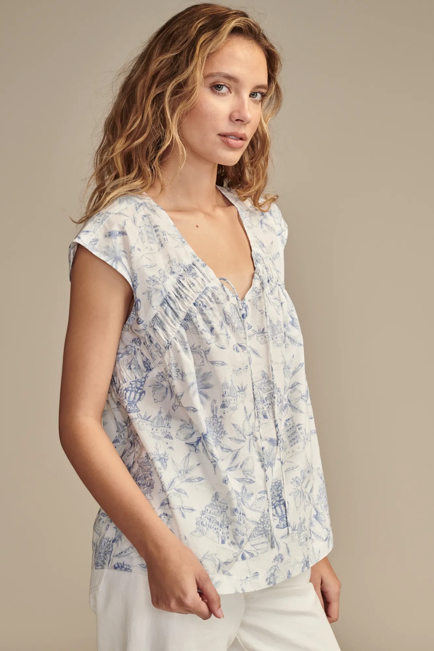 RUCHED TIE FRONT SHORT SLEEVE SHIRT, image 4