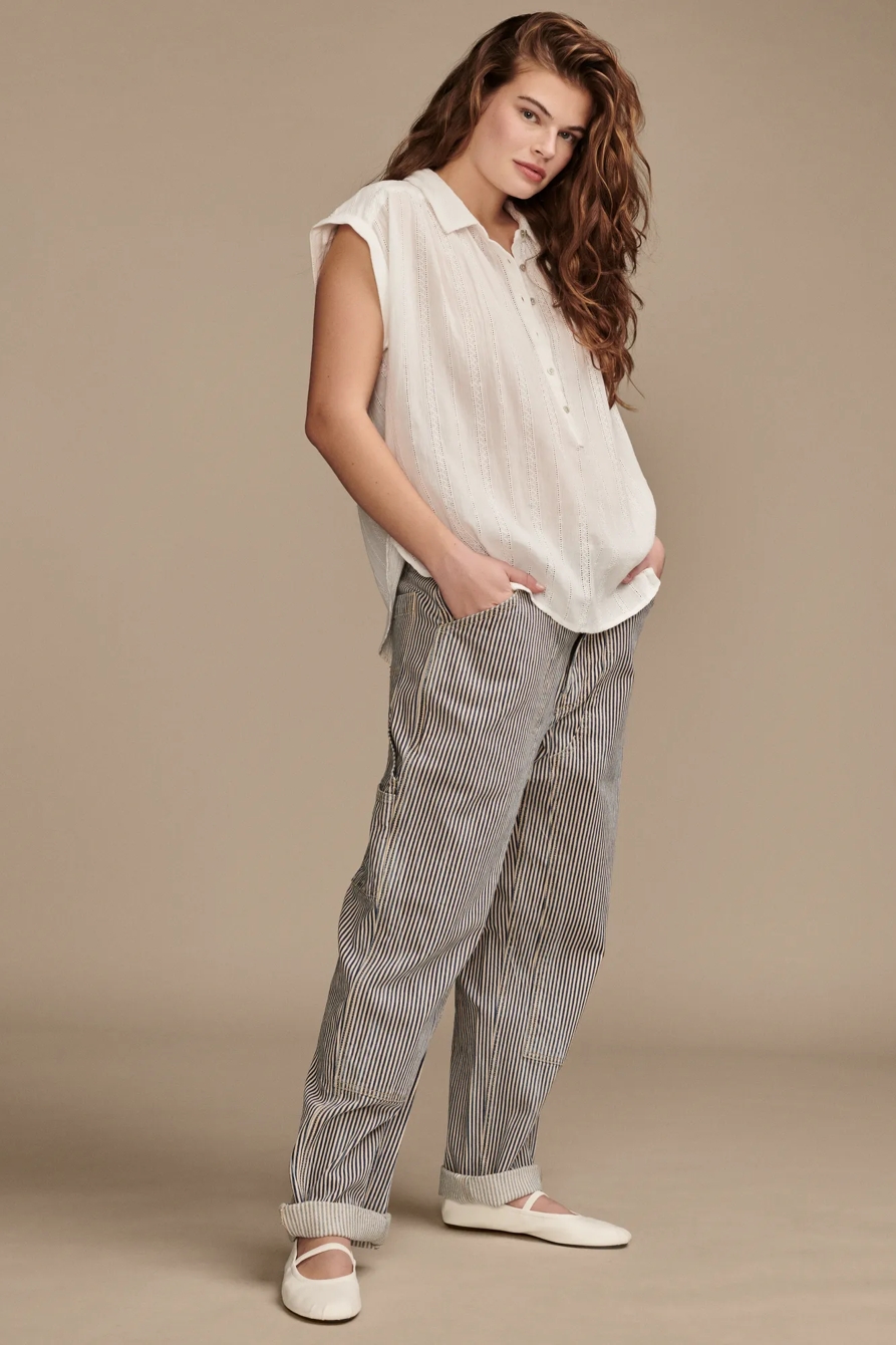 SHORT SLEEVE EYELET POPOVER SHIRT, image 2