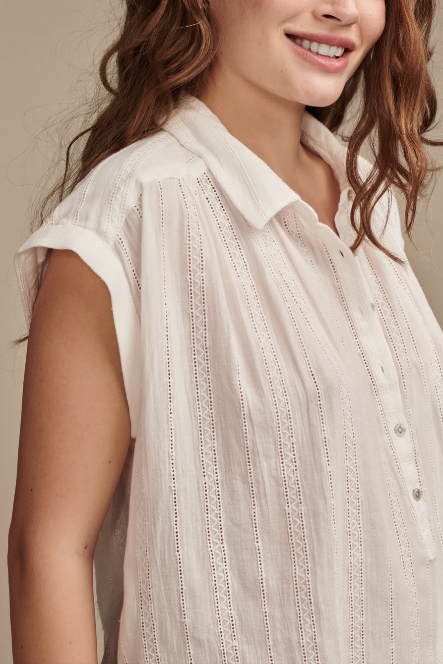 SHORT SLEEVE EYELET POPOVER SHIRT, image 3