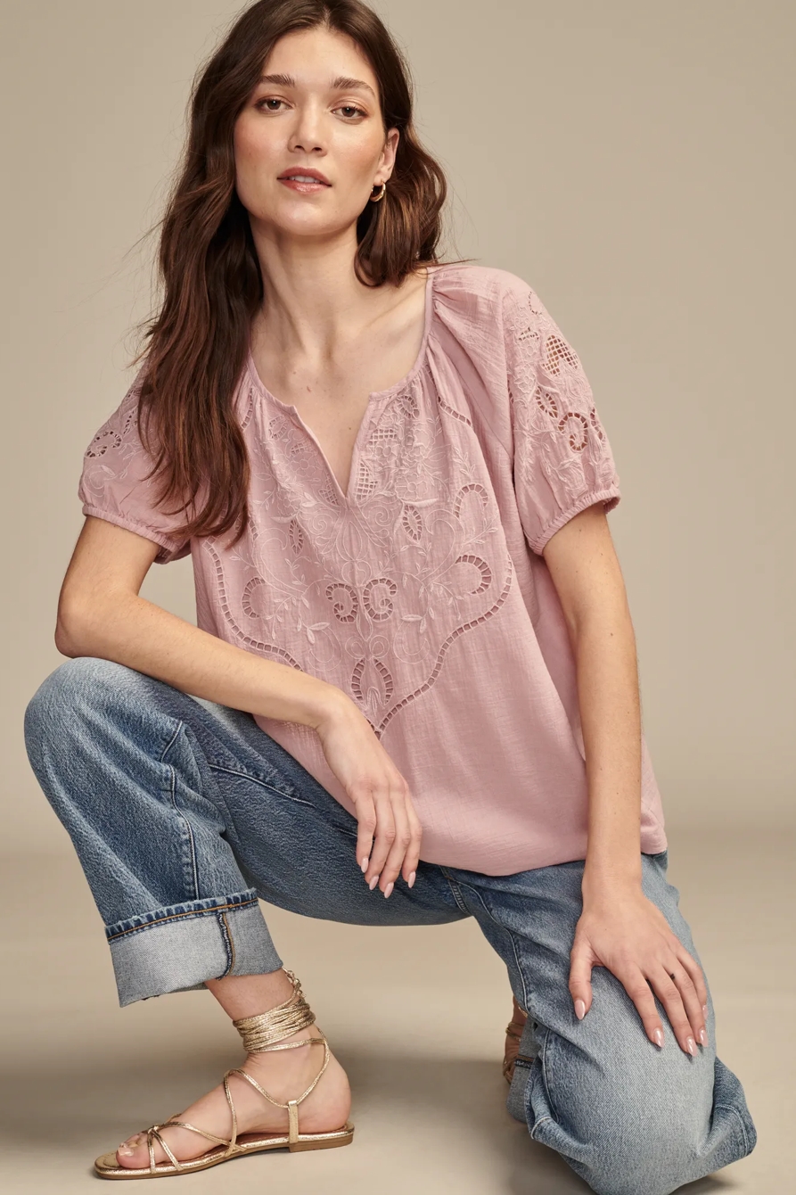 SHORT SLEEVE CUTWORK PEASANT, image 2