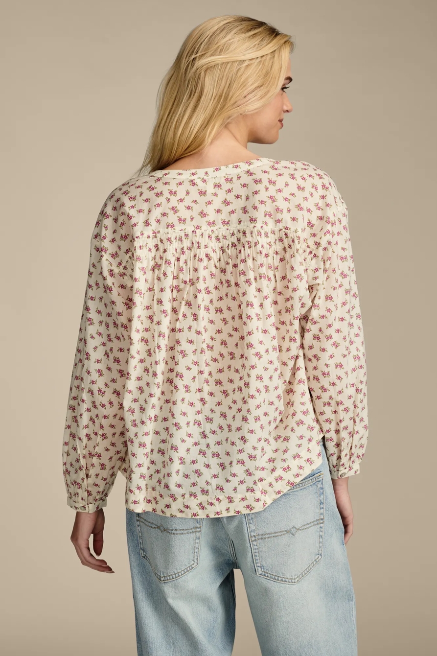 PRINTED SMOCKED DETAIL BLOUSE, image 3