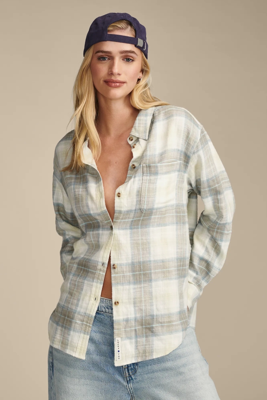 OVERSIZED PLAID BOYFRIEND POCKET SHIRT, image 1