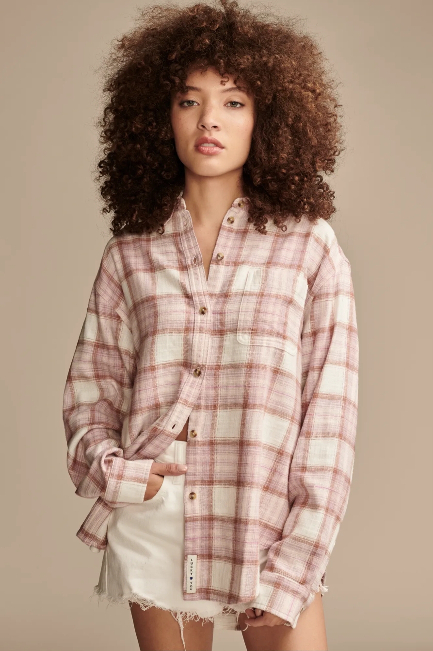 OVERSIZED PLAID BOYFRIEND POCKET SHIRT, image 1