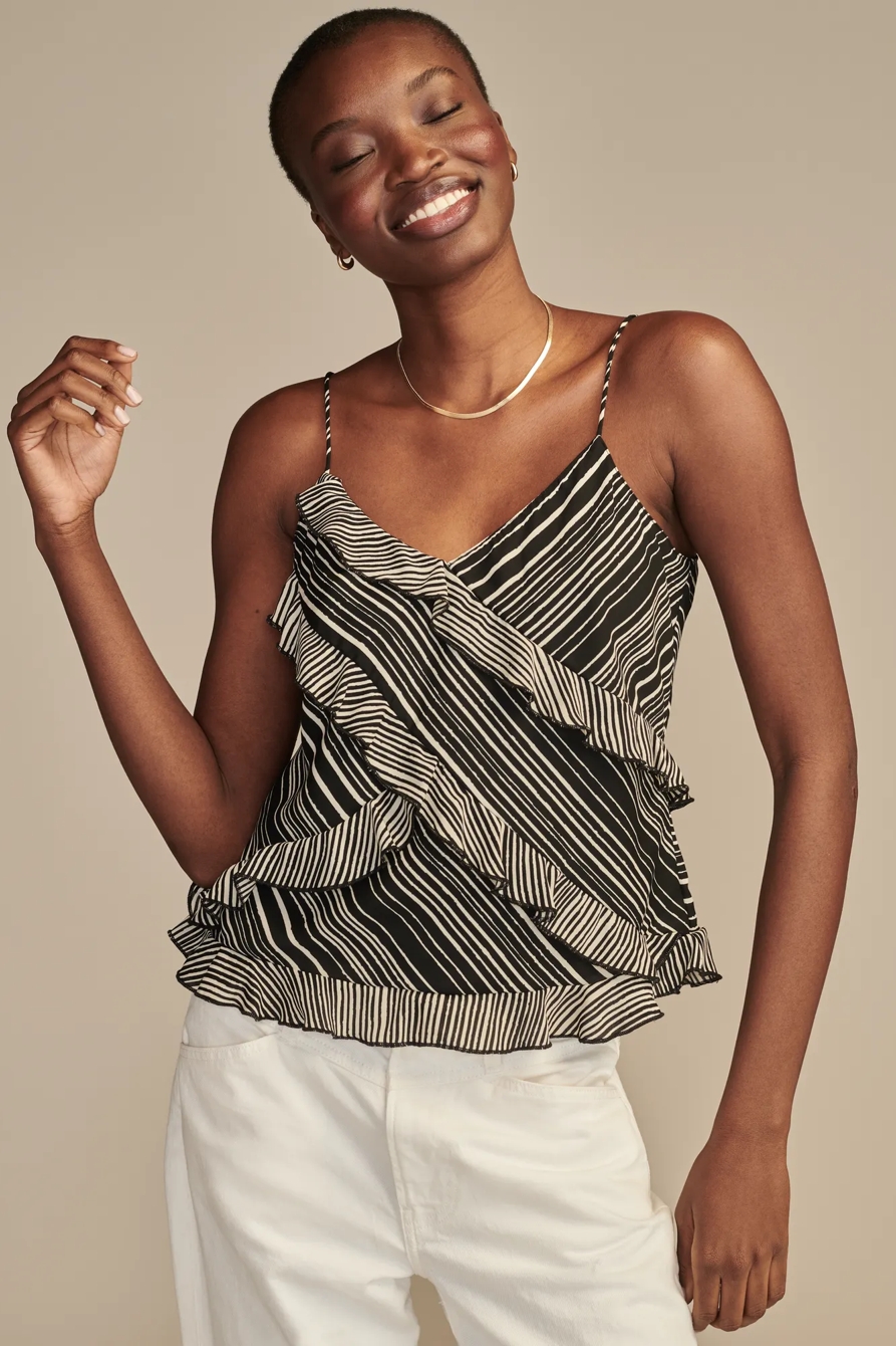 PRINT MIX LONG RUFFLE CAMI, image 3