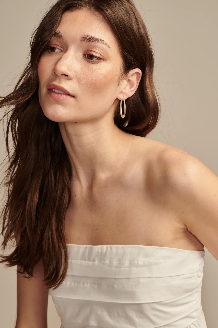 RUCHED BODICE POPLIN TUBE TOP, image 5