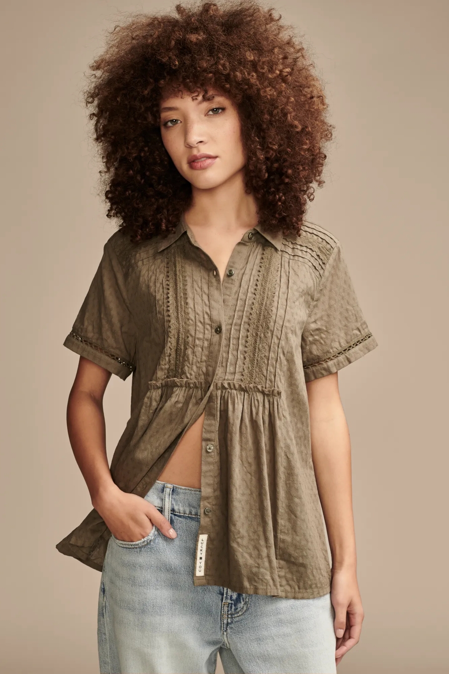 LACE BUTTON DOWN SHIRT, image 2