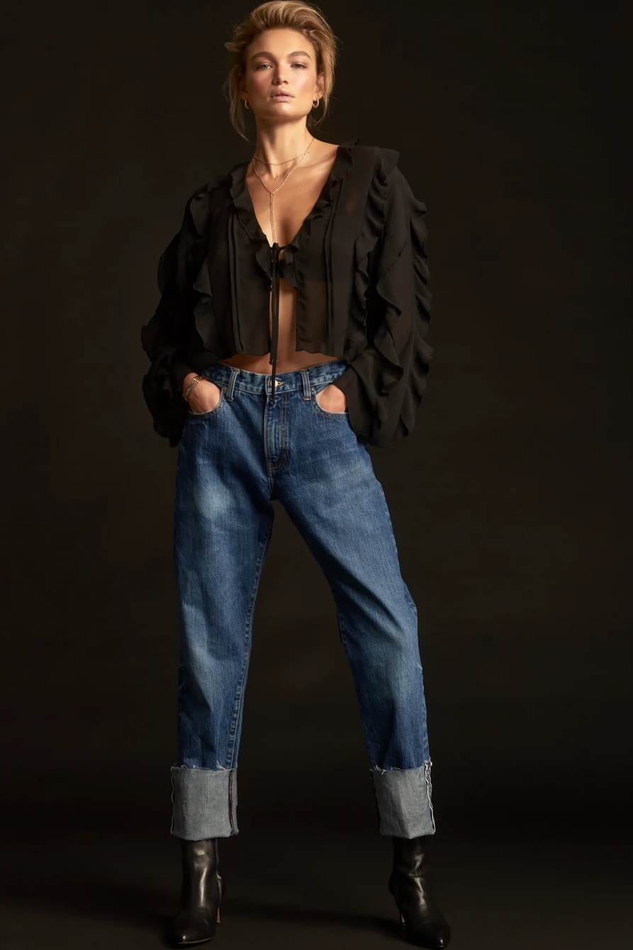 LONG SLEEVE RUFFLE TOP, image 2