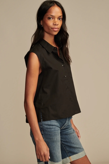 BUBBLE HEM SLEEVELESS BUTTON DOWN, image 2