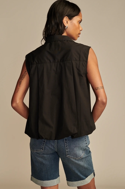 BUBBLE HEM SLEEVELESS BUTTON DOWN, image 3