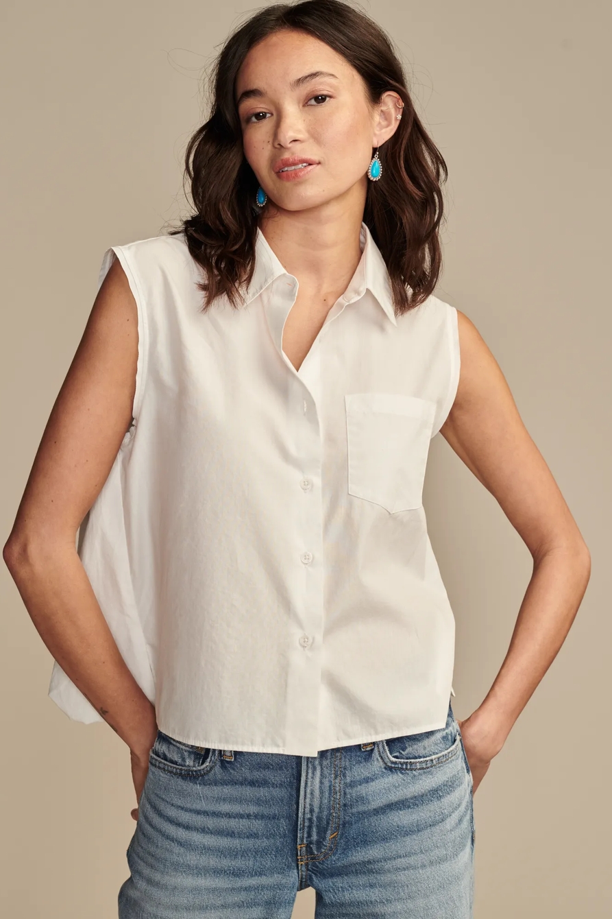BUBBLE HEM SLEEVELESS BUTTON DOWN, image 2