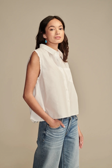 BUBBLE HEM SLEEVELESS BUTTON DOWN, image 4