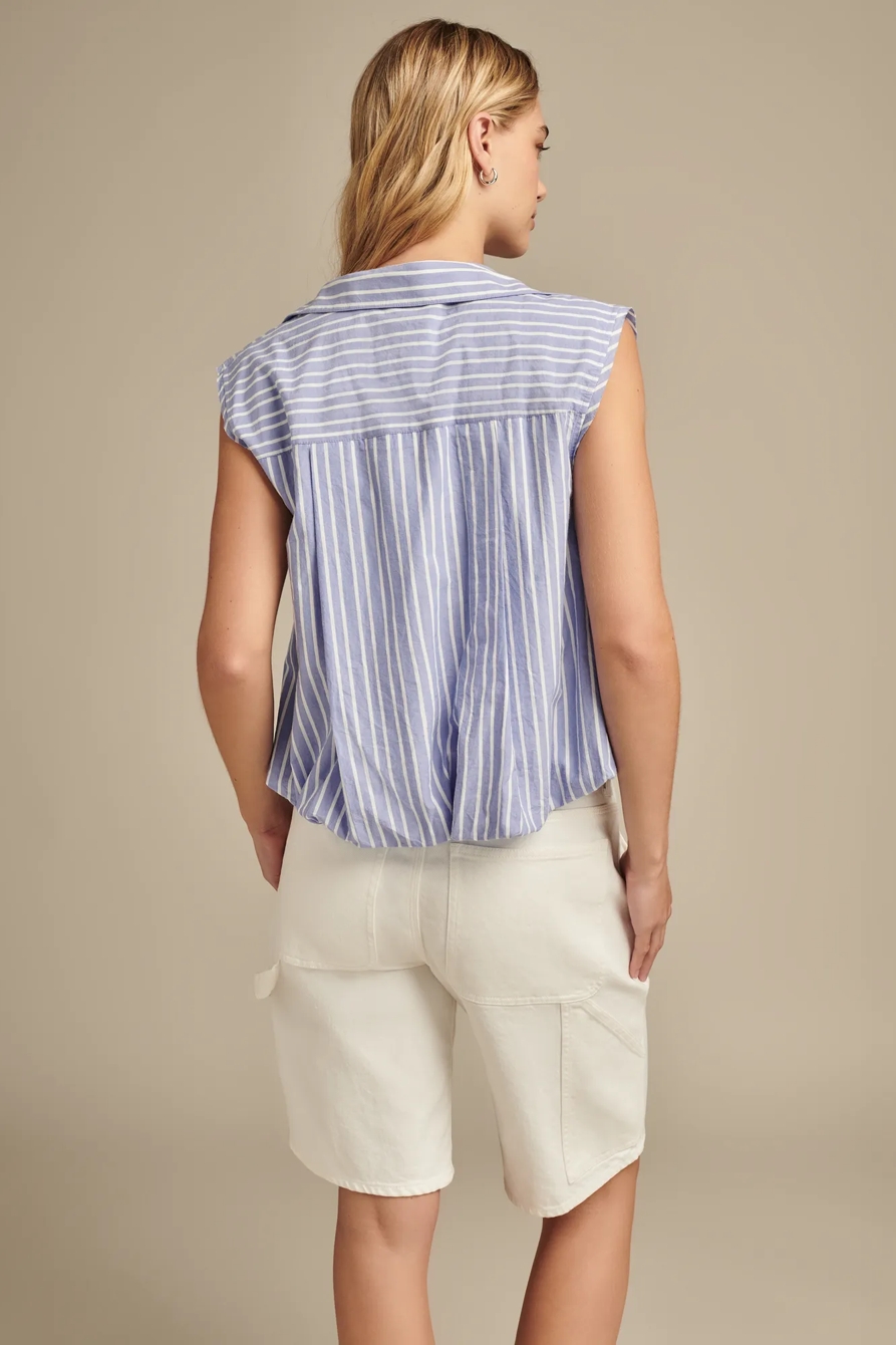 BUBBLE HEM SLEEVELESS BUTTON DOWN, image 4