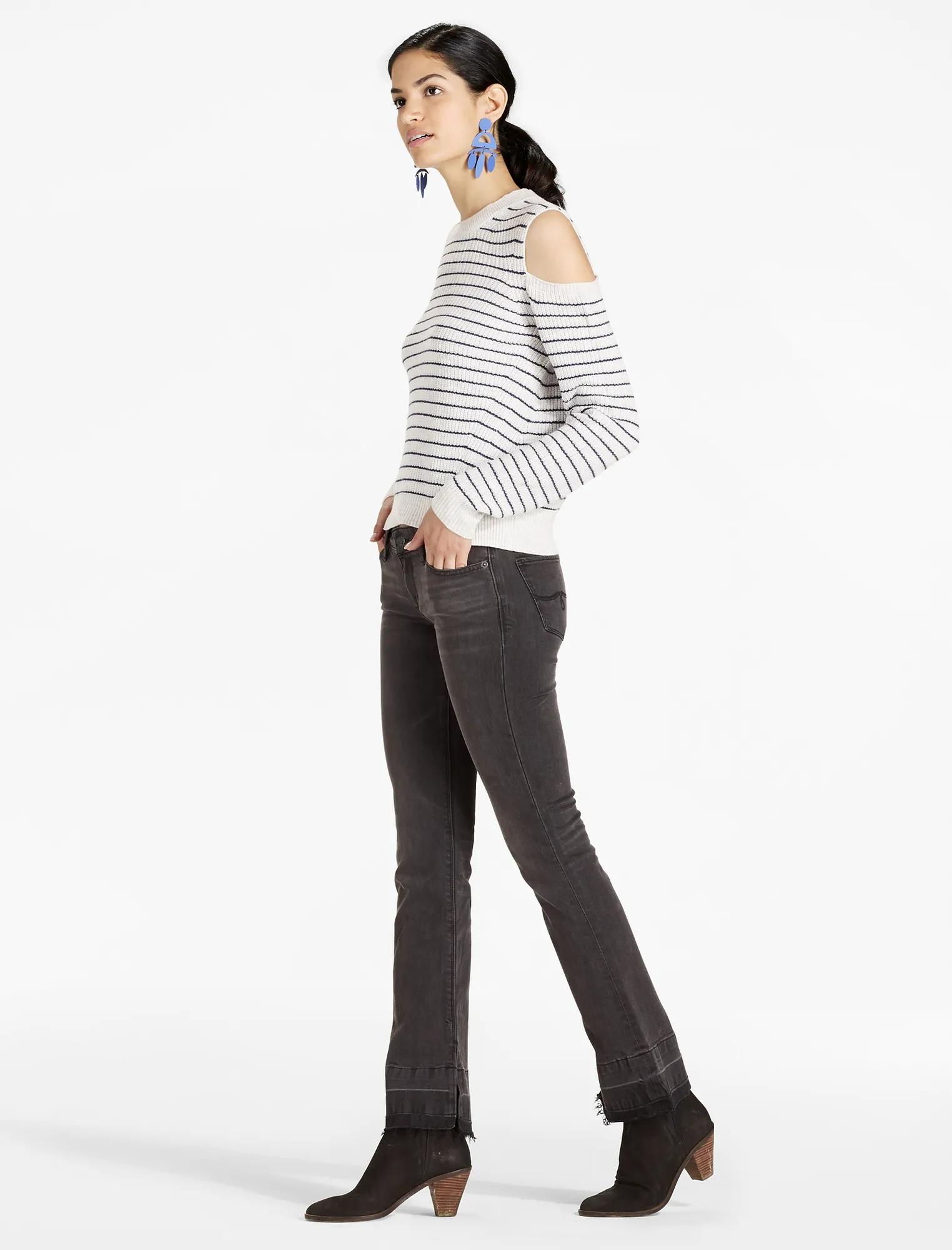 STRIPE COLD SHOULDER PULLOVER, image 2