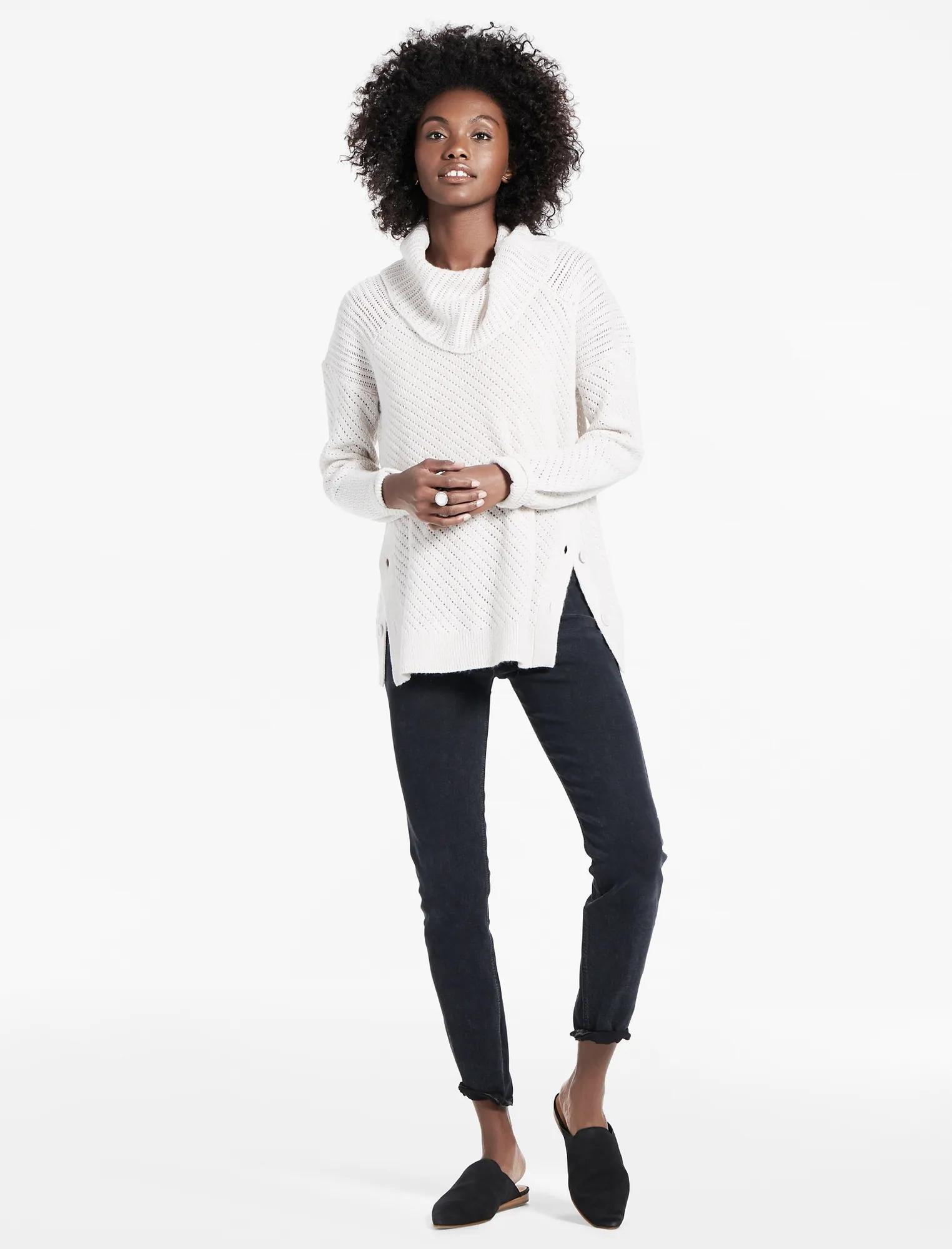 Alyssa Cowl Neck Side Button Sweater, image 2