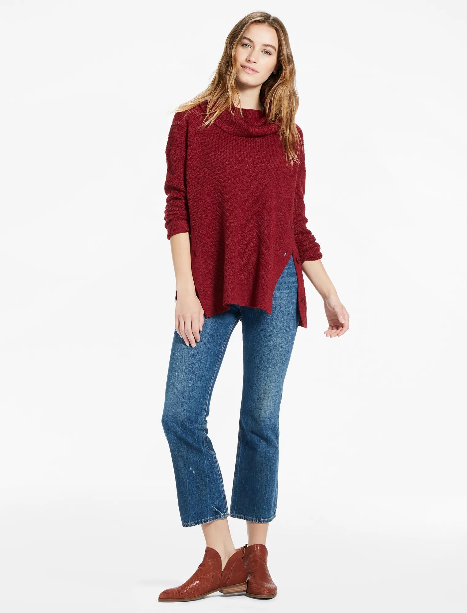 Alyssa Cowl Neck Side Button Sweater, image 2