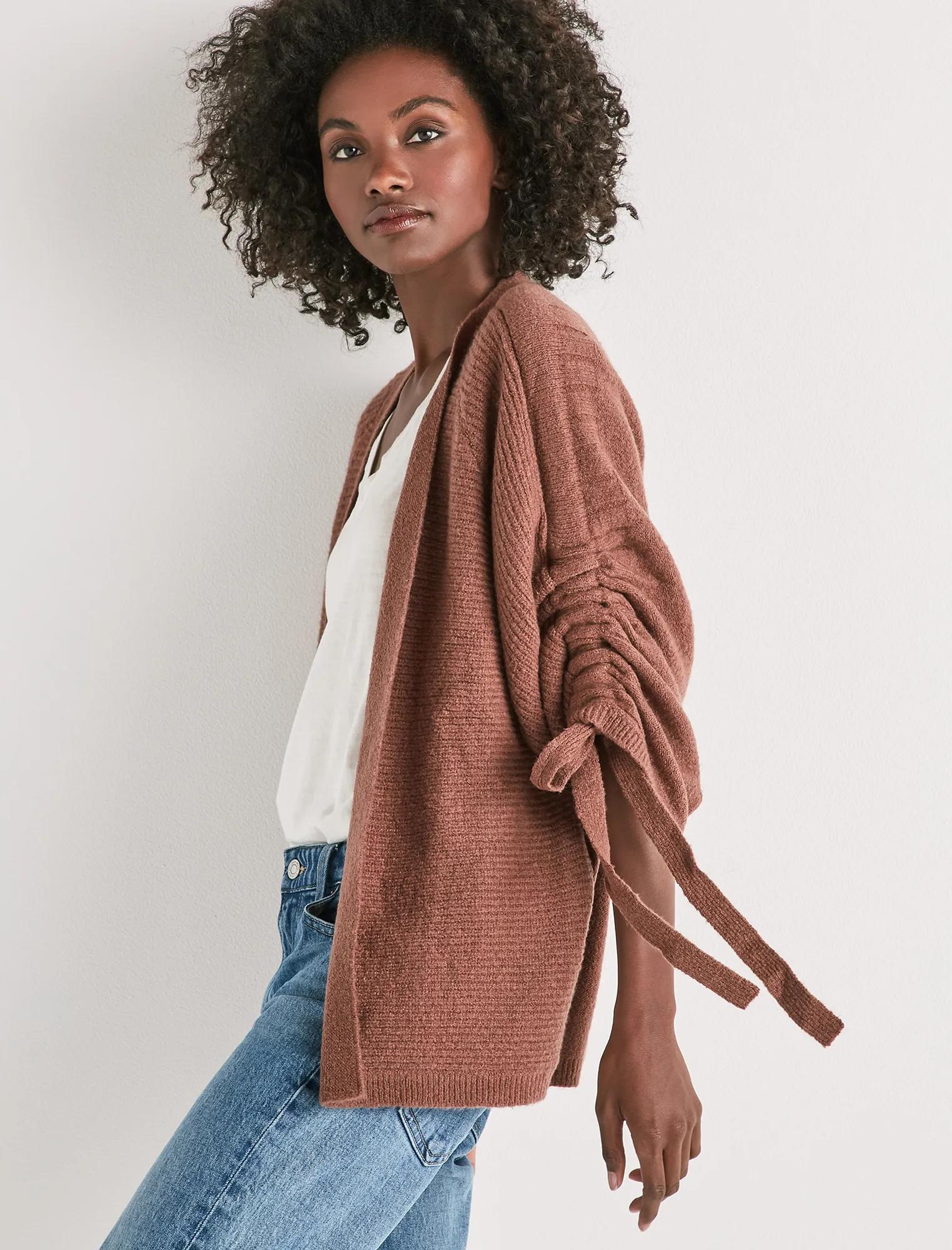 CINCHED SLEEVE CARDIGAN, image 1