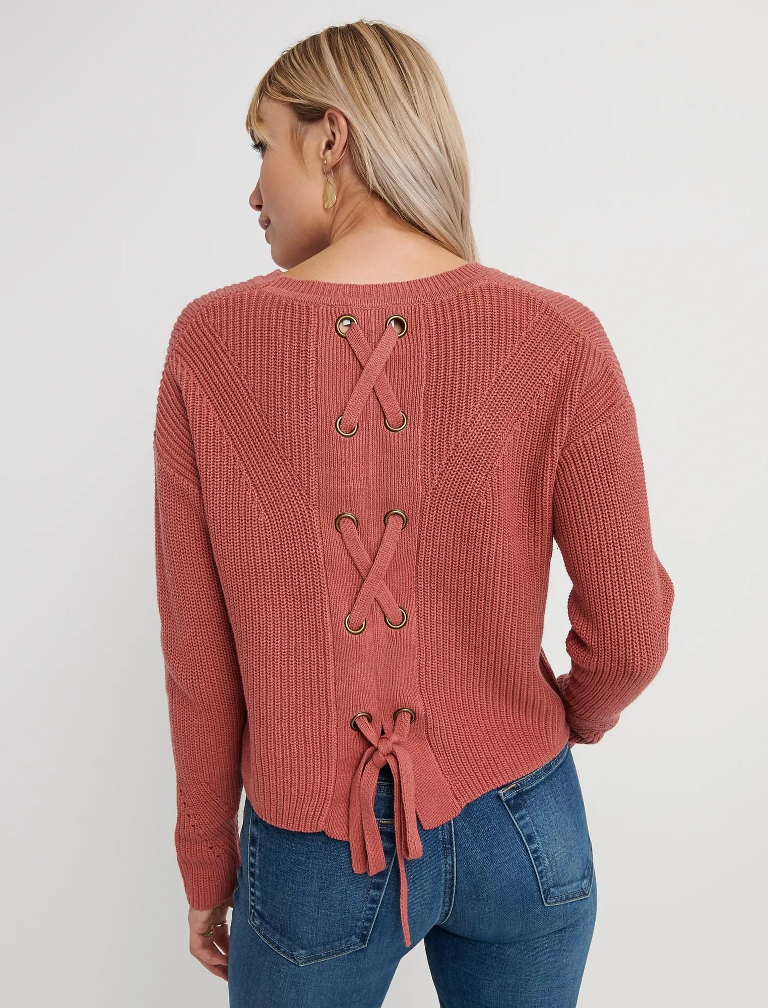 BACK LACE PULLOVER SWEATER, image 3