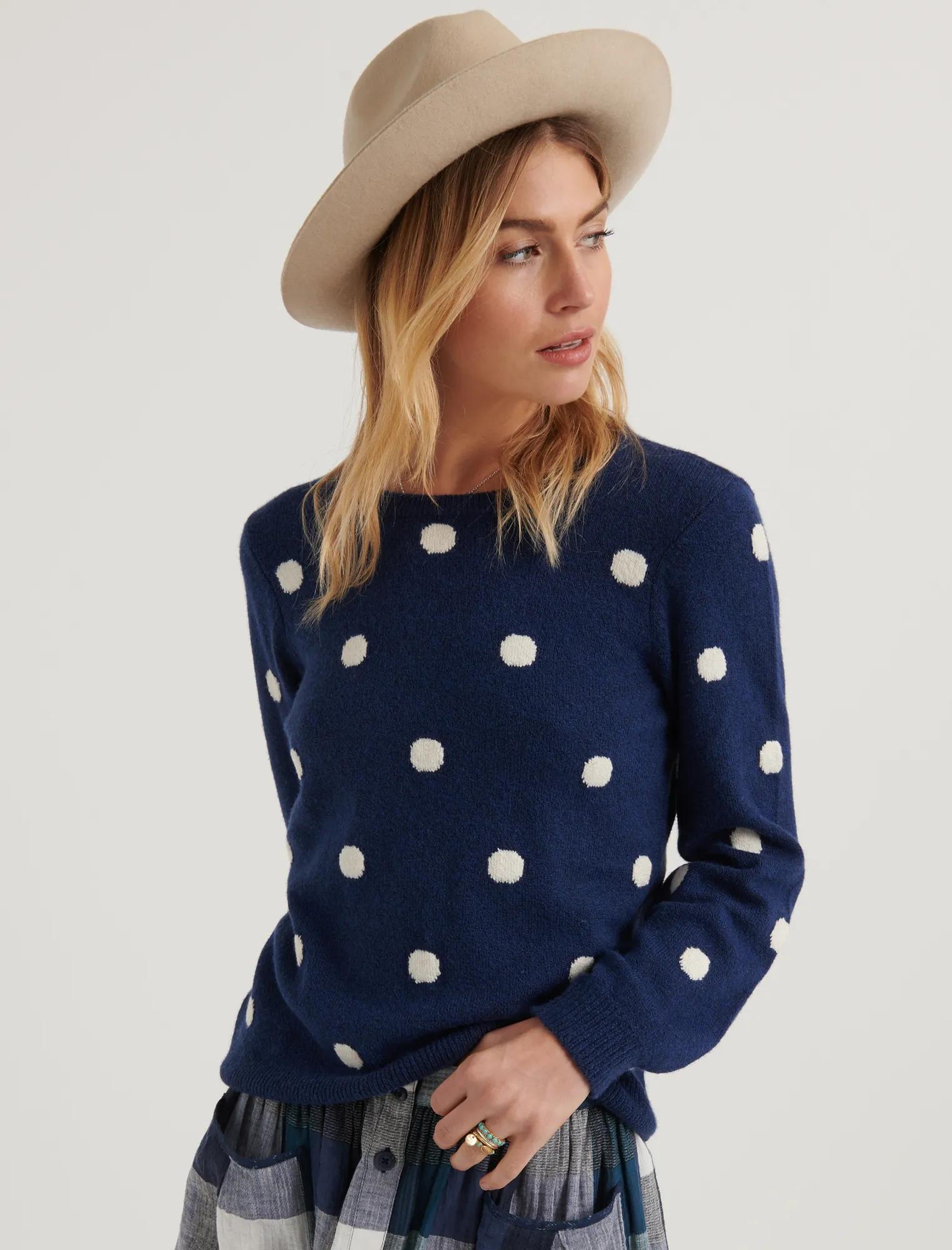 POLKA DOT TIE BACK PULLOVER SWEATER, image 1