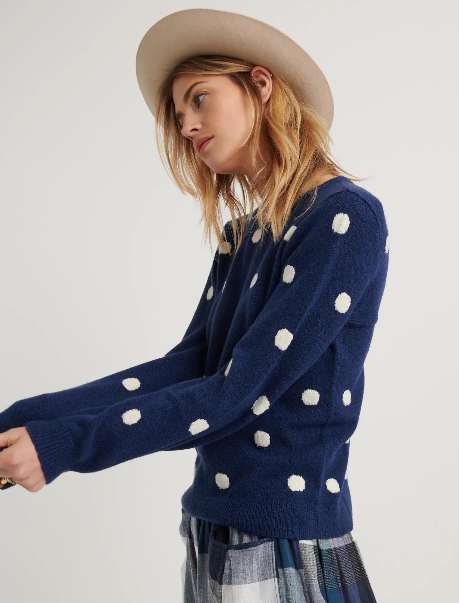 POLKA DOT TIE BACK PULLOVER SWEATER, image 2