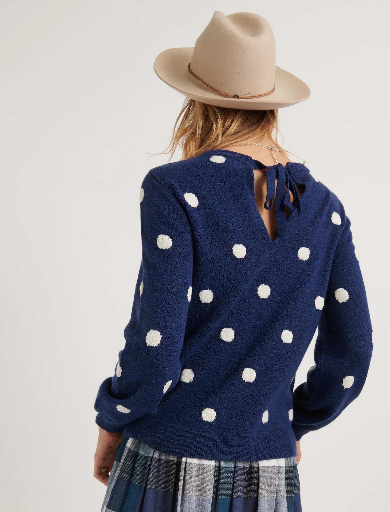 POLKA DOT TIE BACK PULLOVER SWEATER, image 3
