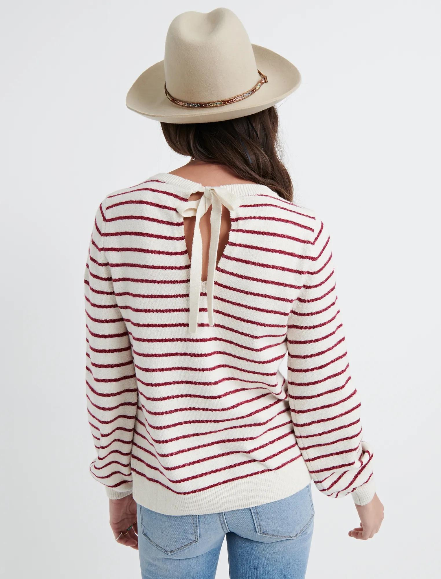 STRIPE TIE BACK PULLOVER SWEATER, image 3