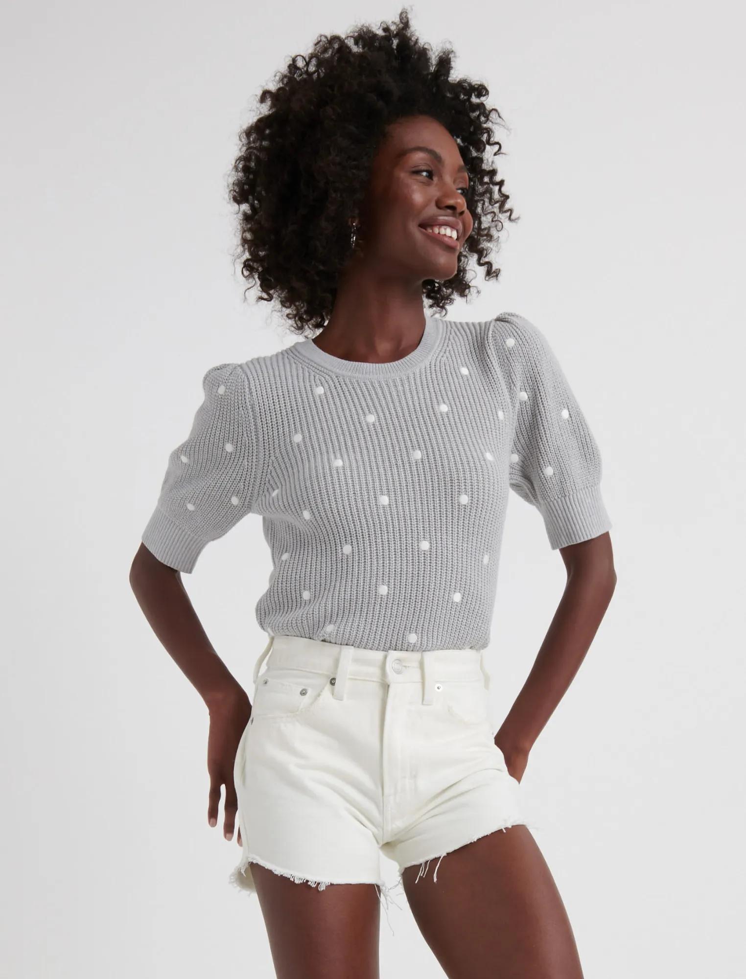 POLKA DOT SHORT PUFF SLEEVE SWEATER | Lucky Brand