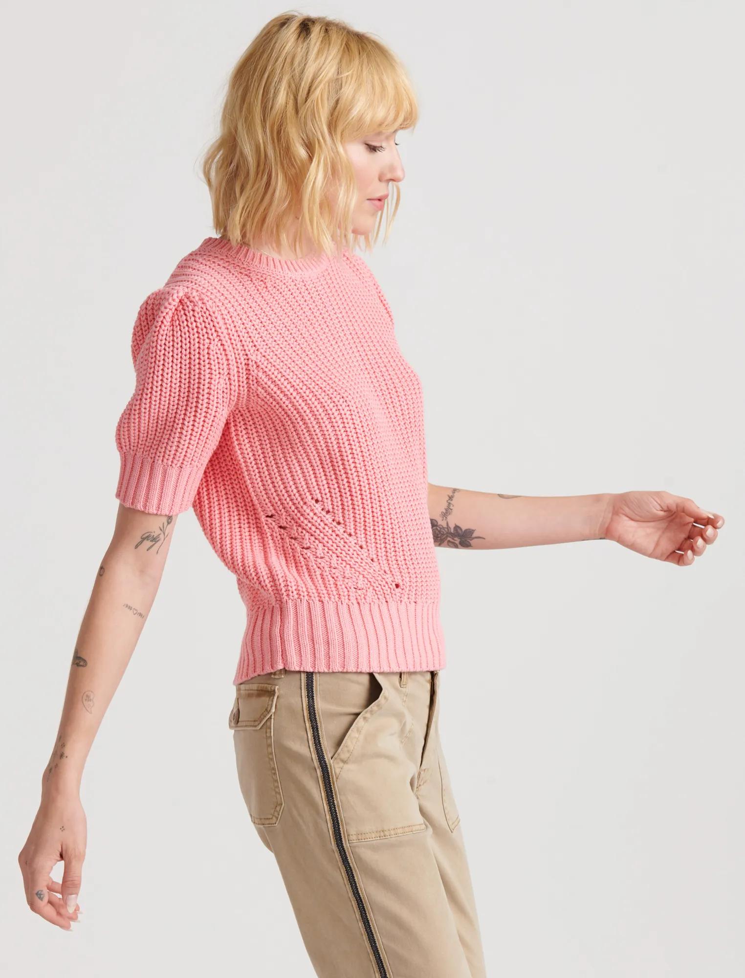 PLEAT SHOULDER SHORT SLEEVE SWEATER, image 3
