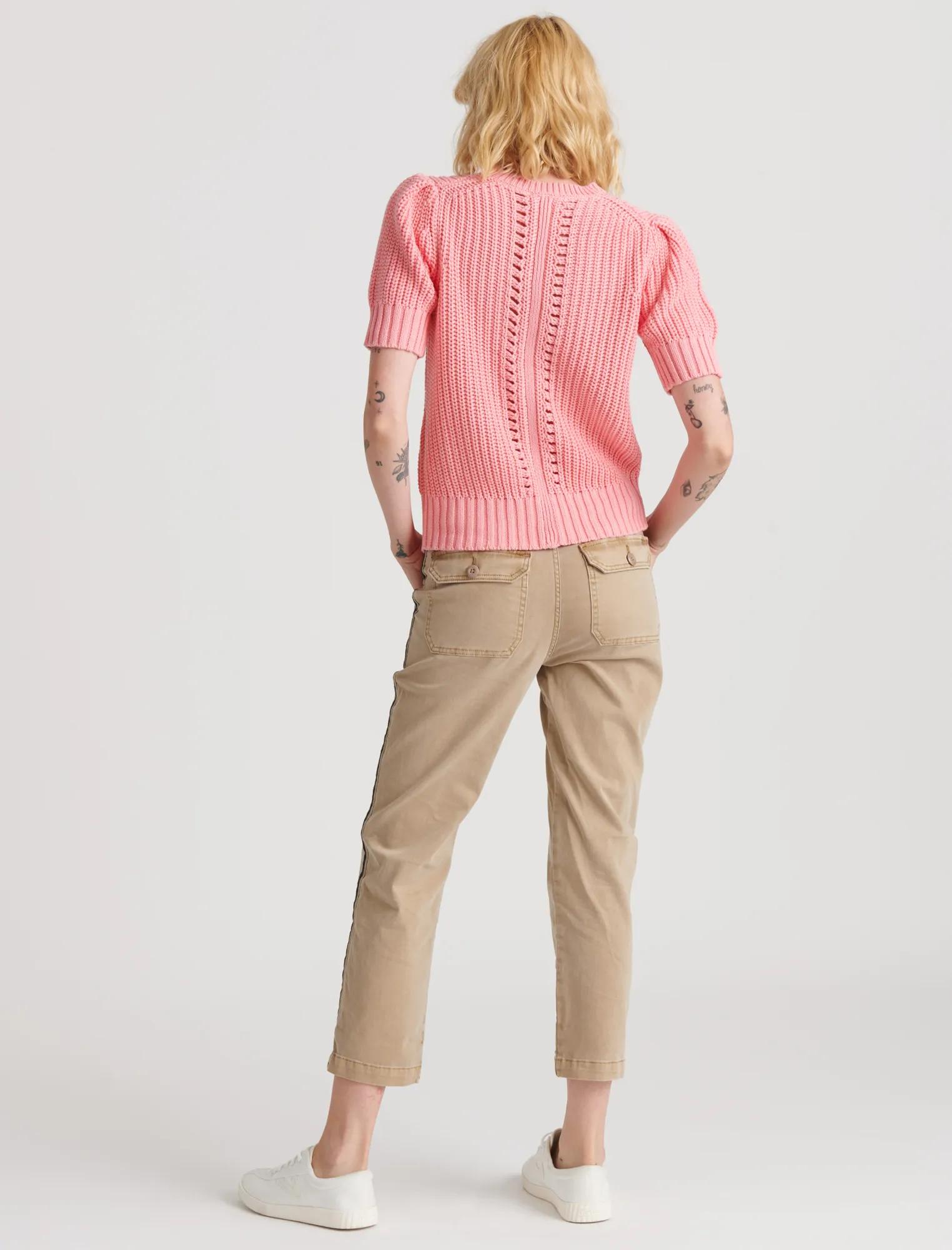 PLEAT SHOULDER SHORT SLEEVE SWEATER, image 4