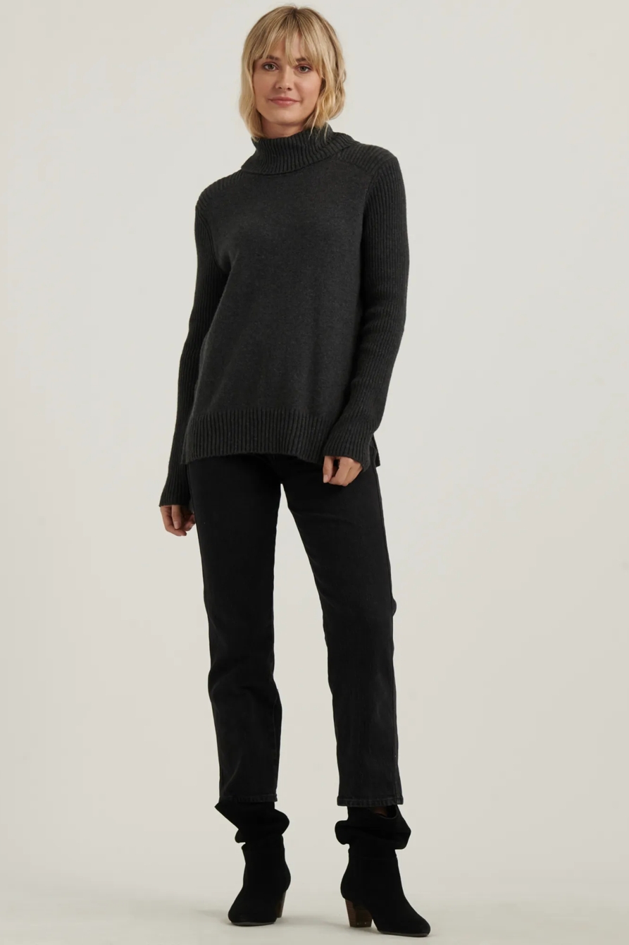 SIDE SLIT TURTLENECK SWEATER, image 2