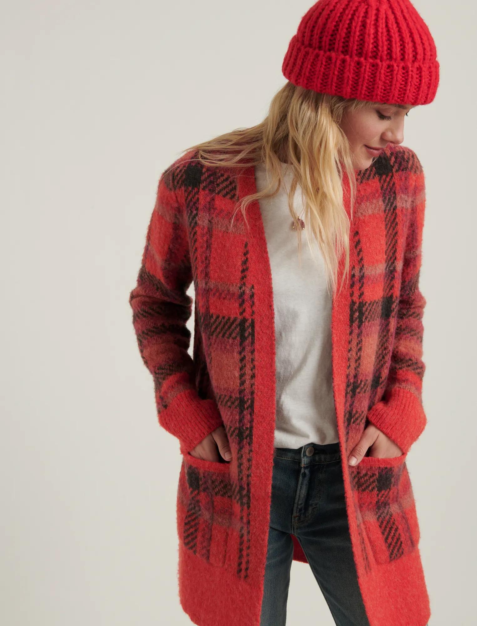 BRUSHED PLAID CARDIGAN, image 1