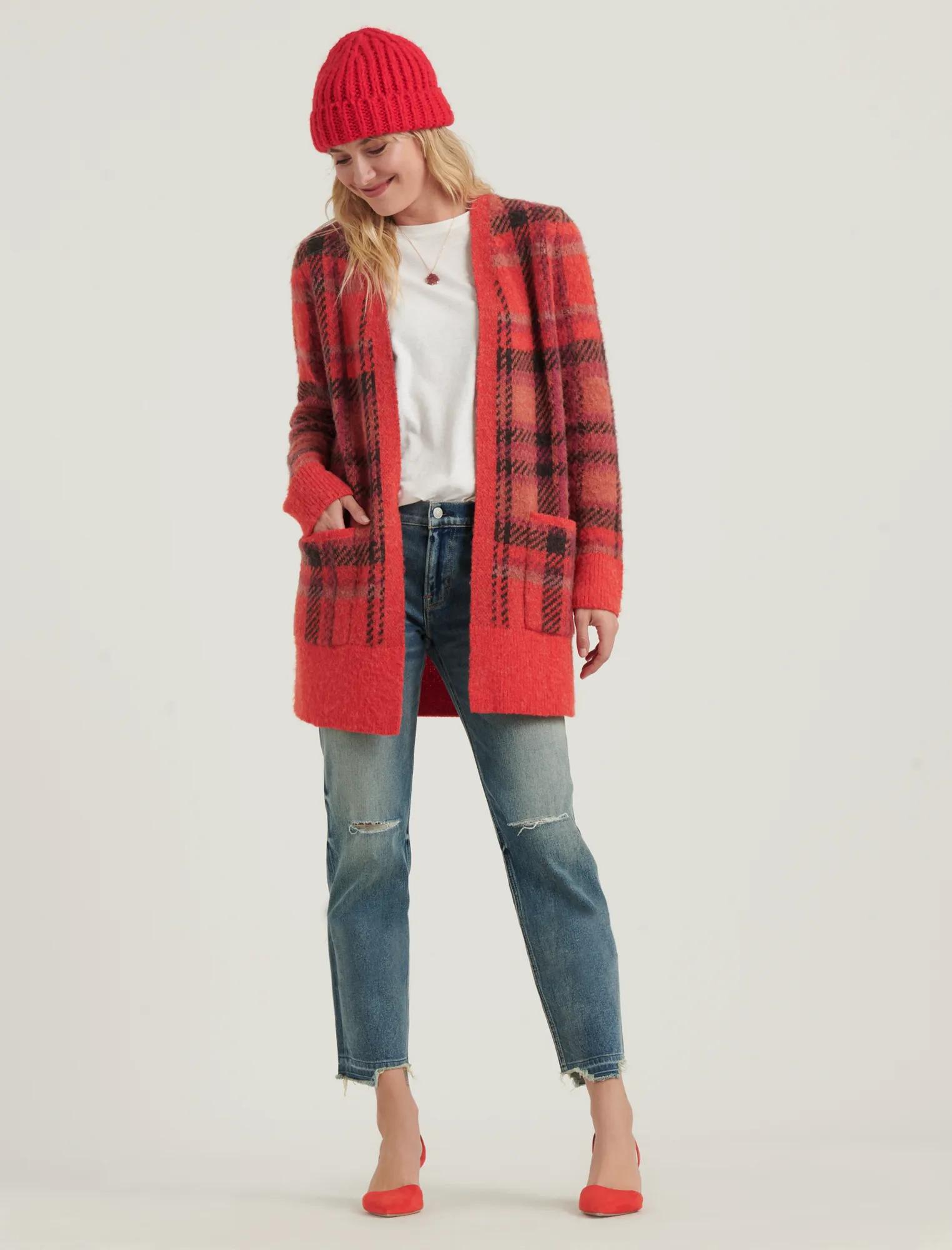 BRUSHED PLAID CARDIGAN, image 2