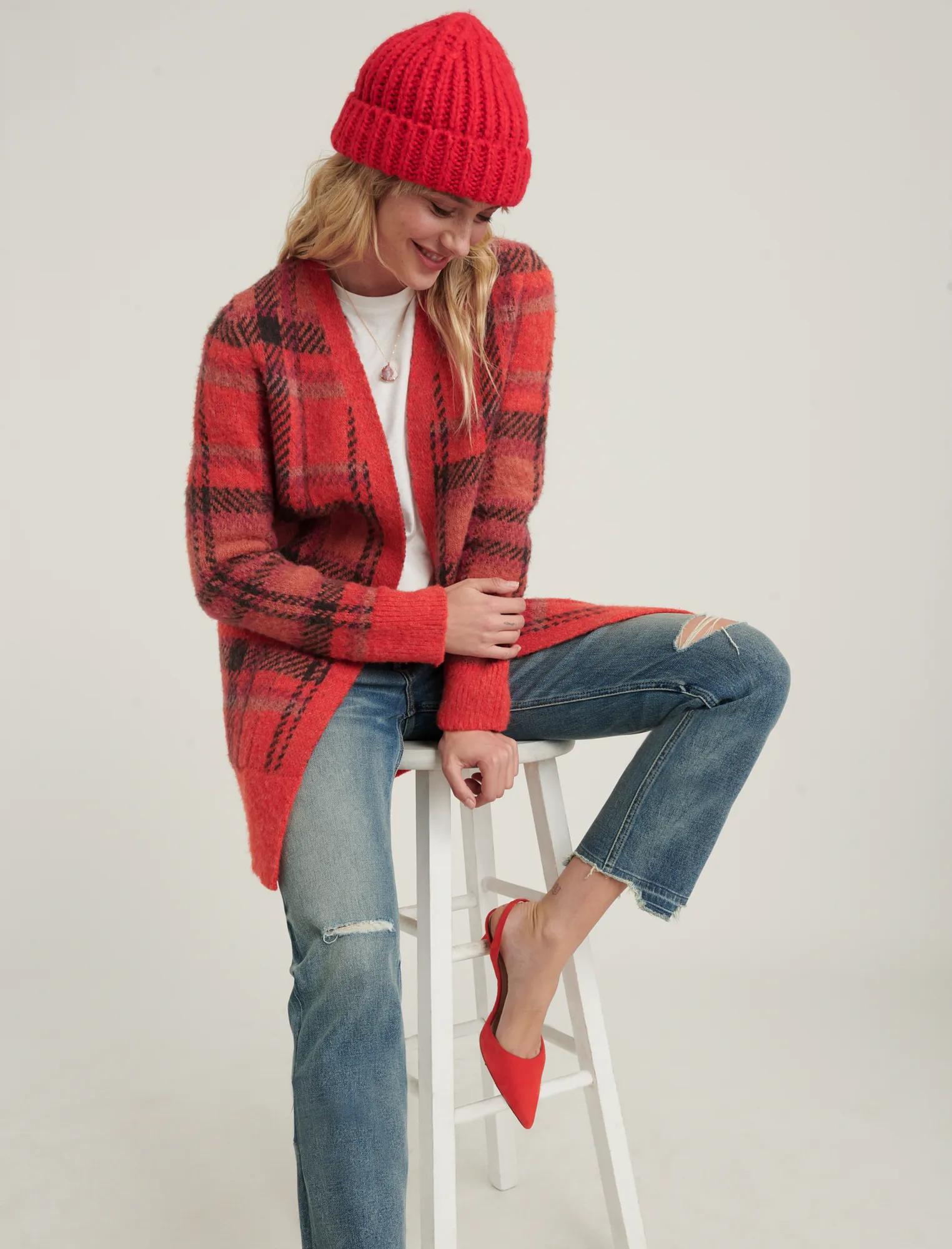 BRUSHED PLAID CARDIGAN, image 5
