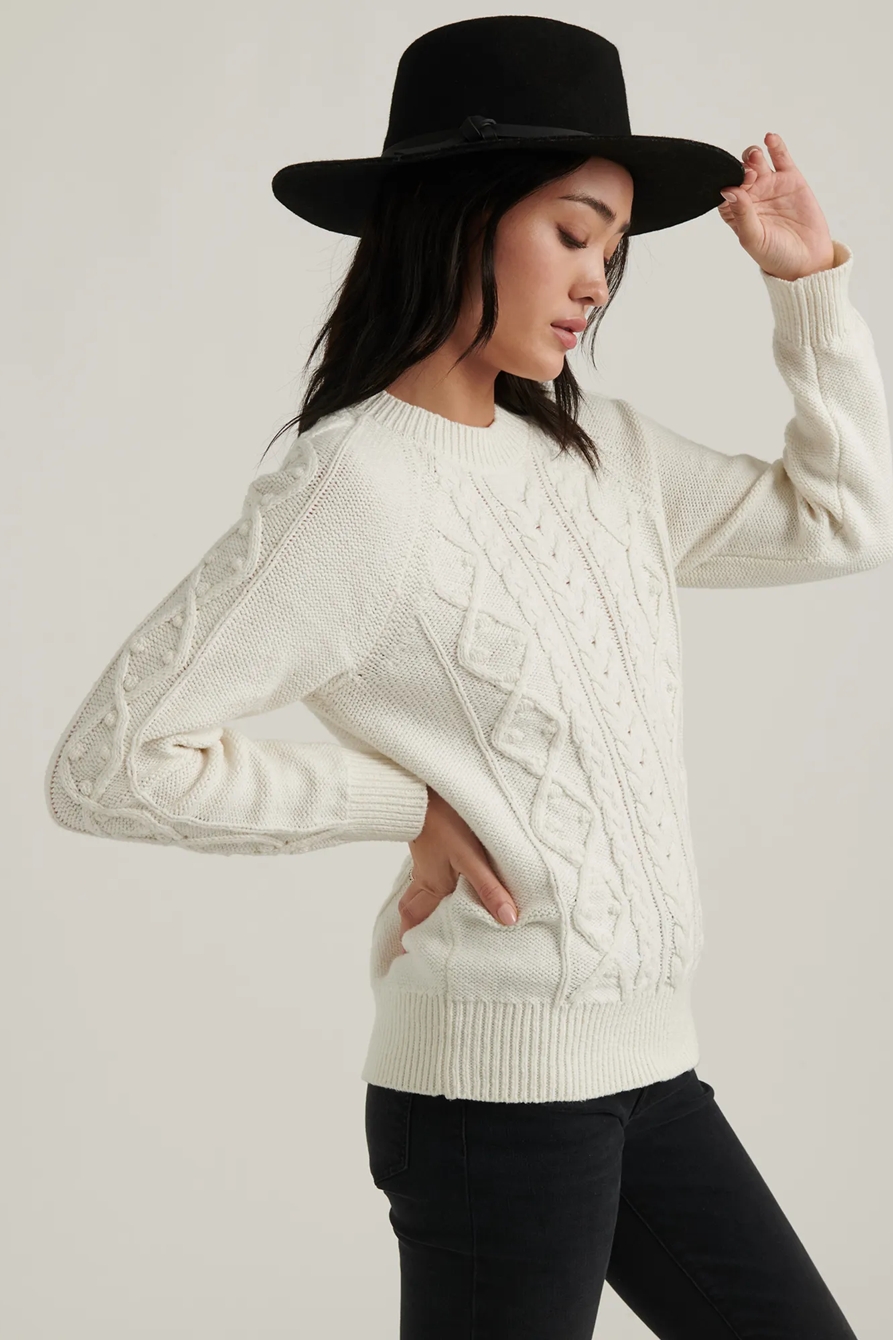 CABLE KNIT CREW NECK SWEATER, image 3
