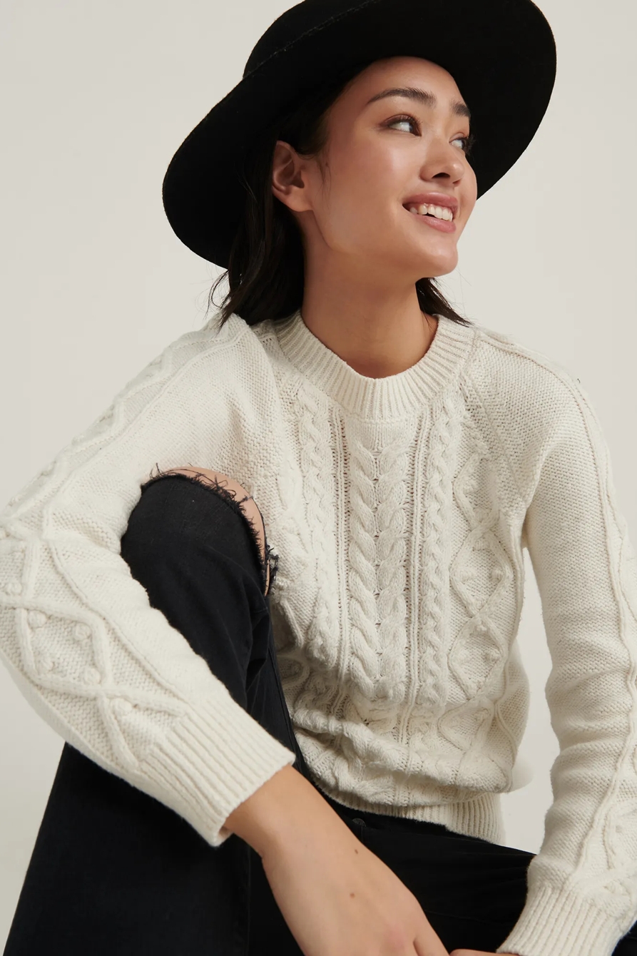 CABLE KNIT CREW NECK SWEATER, image 5